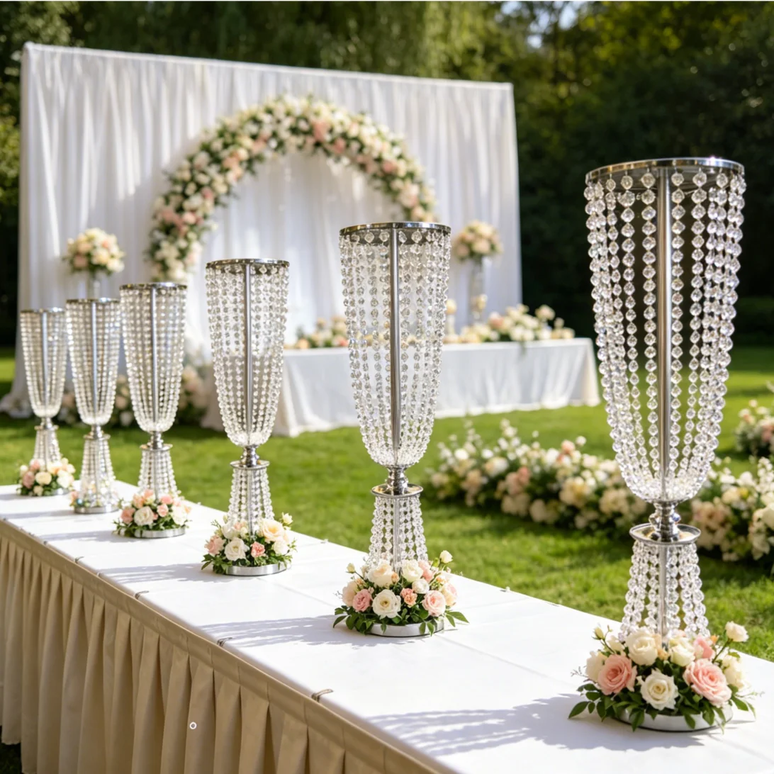 5/10pcs 60-100cm gold/sliver Centerpieces & Table Decor Metal Flower Stands Backdrop Stand Display Tall Chandelier Pedestal
