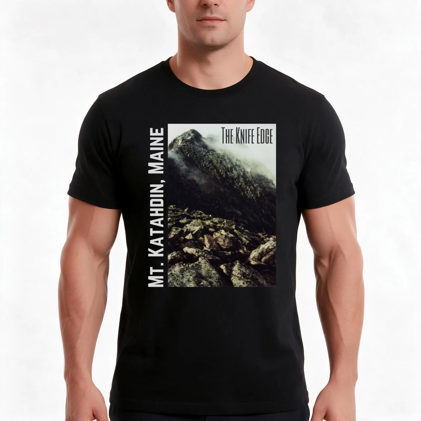 Knife Edge on Mount Katahdin T-Shirt, Summer Casual Cotton Tee, Oversized Streetwear Tops, Vintage Graphic Print, 100% Cotton