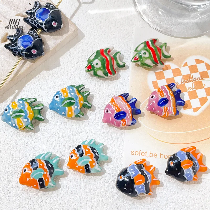 Cute Colorful Hand-painted Deep-sea Fish Tropical Fish Beaded Handmade Bracelet Necklace Material DIY Jewelry Accessories Gifts