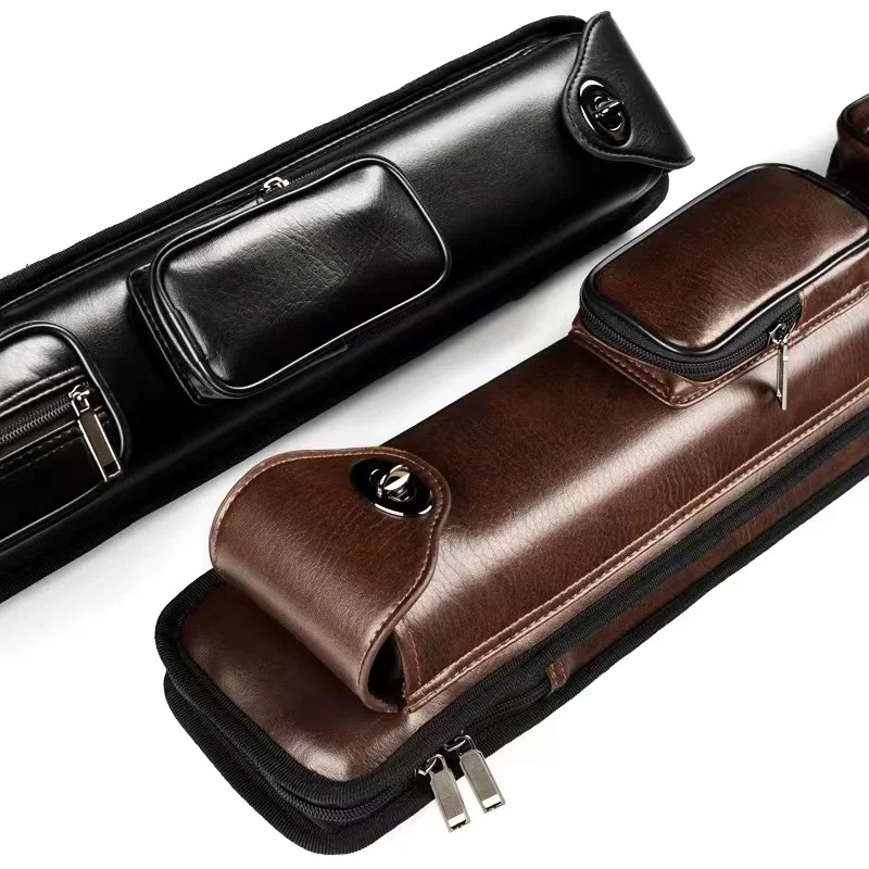 Custom Black Brown PU leather luxury 1/2 Carrying pool cue case for sale