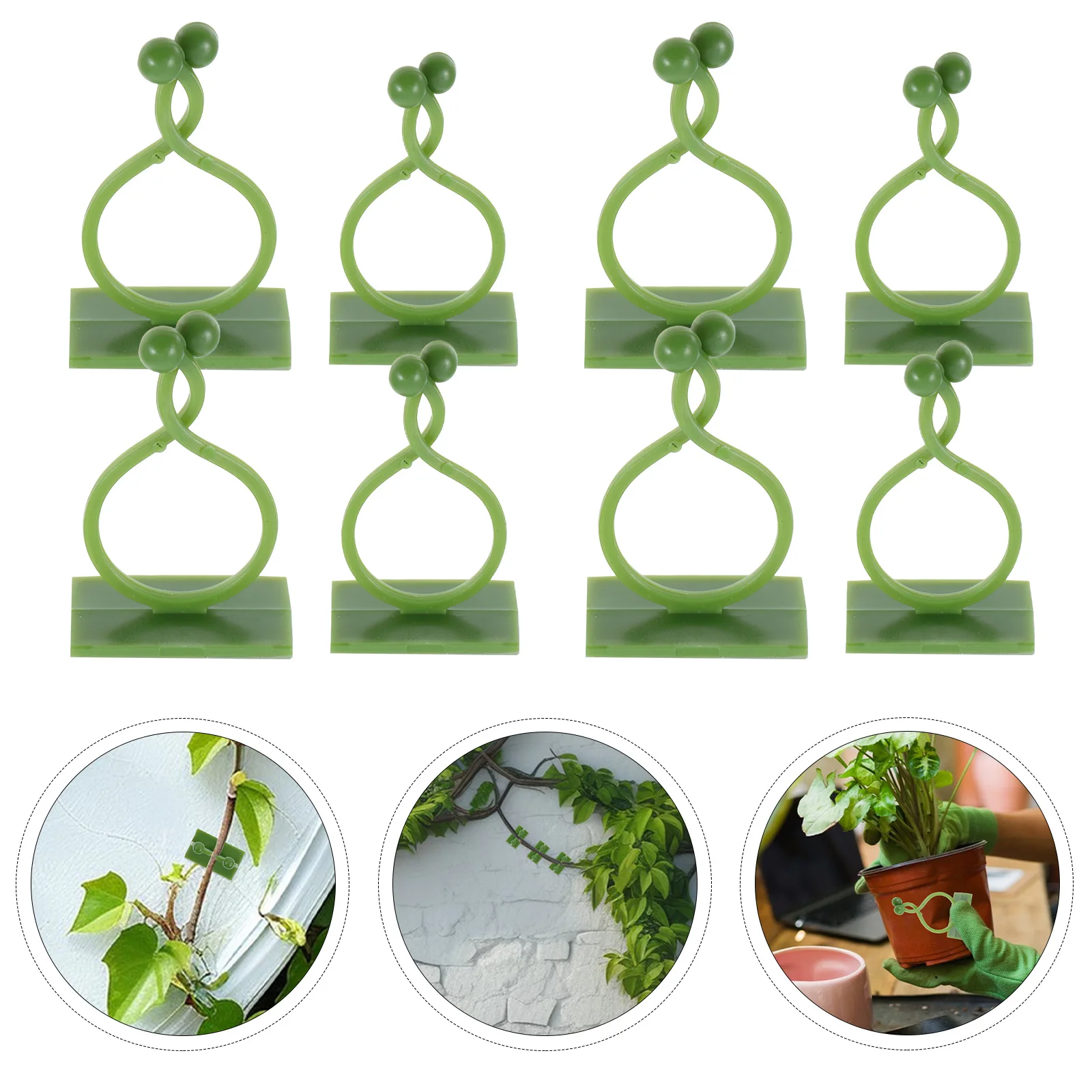 

120 Pcs Green Plant Wall Clamping Sticky Clip Climbing Clips Invisible Flower Gripper for Holding Stems Plastic Garden