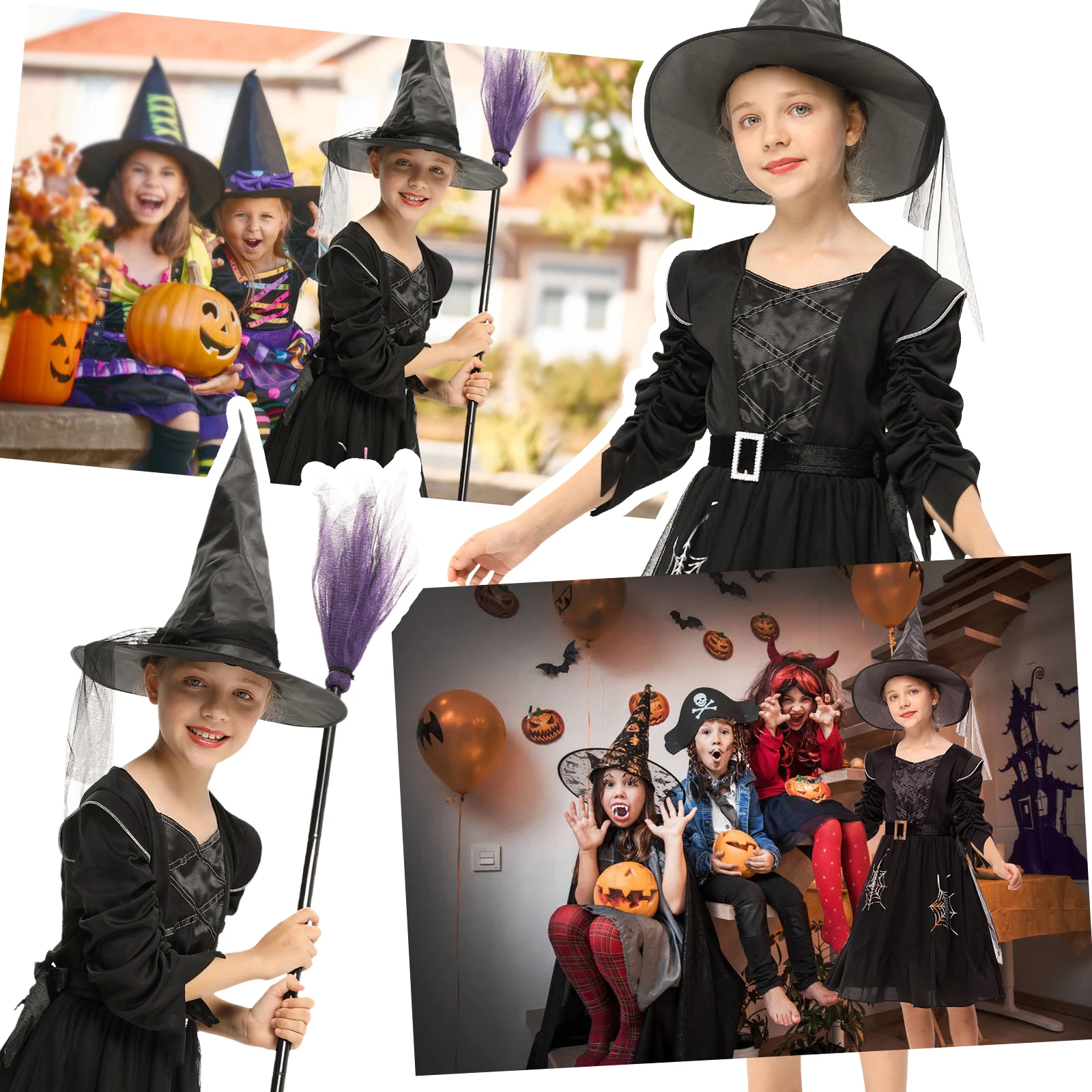 Girls Halloween Witch Costume Dress - Classic Black Fairytale Outfit for Kids, Dress-Up Role Play for Parties & Pretend Play view 2