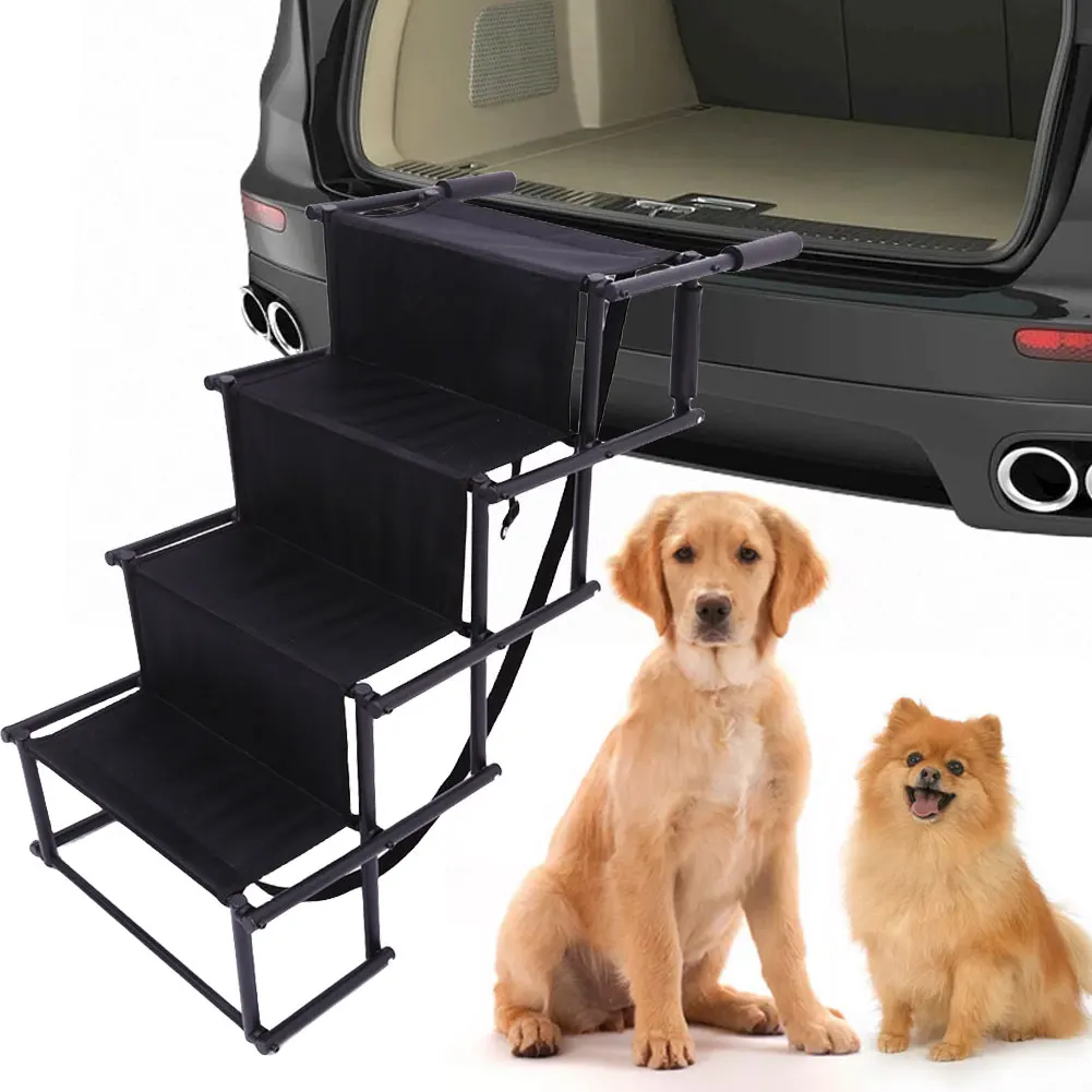 4 Steps Pet Ramp Foldable Dog Pet Ramp with Nonslip Surface Pet Ladder Auto Travel Ladder Folding Pet Stairs Ramp for Car