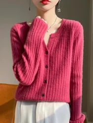 Autumn Winter 2026 Women Cardigans O-neck Solid Sweater Spring Long Sleeve Single Breasted Soft Knit Fashion Korean Warm Jumper