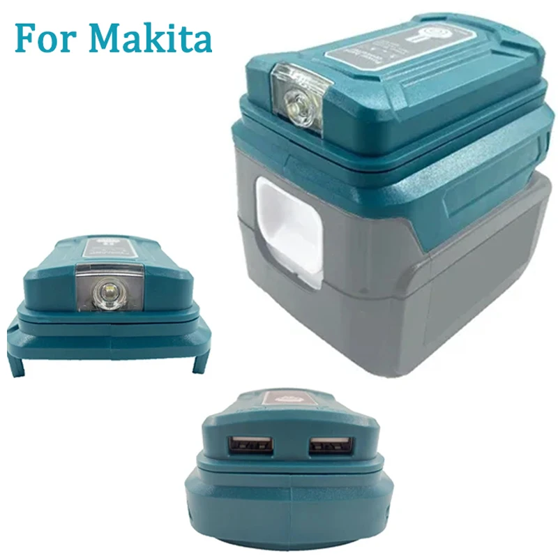 Makita/HongSong/Lomvum 14.4V/18V Li-on 배터리 용 어댑터 LED 작업 조명 듀얼 USB 포트가있는 휴대용 보조베터리