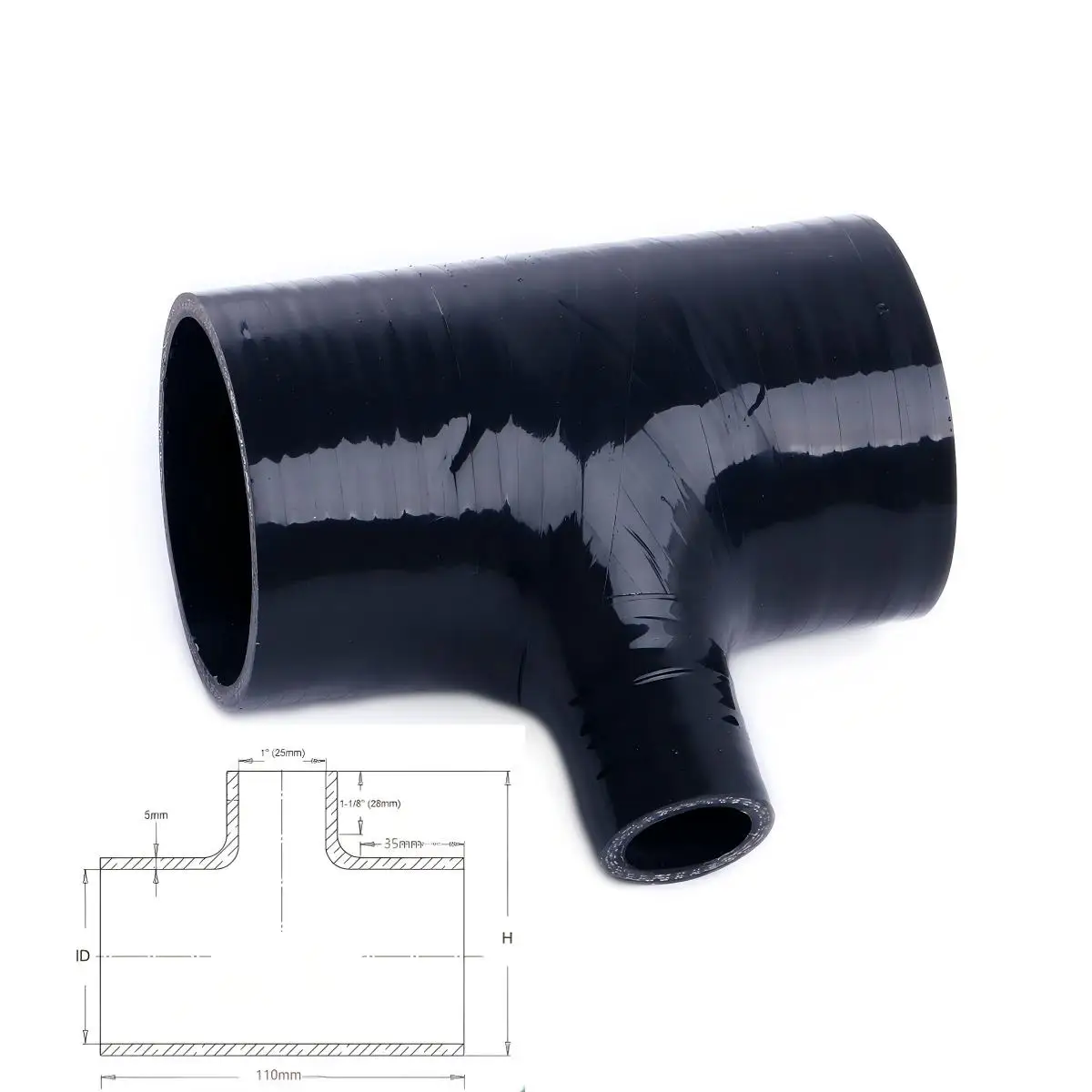 GUEN T Shaped Elbow General Silicone Coolant Intercooler Pipe Hose Turbo Blow off BOV ID 25mm 51mm 57mm 60mm 63mm 70mm 76mm 80mm