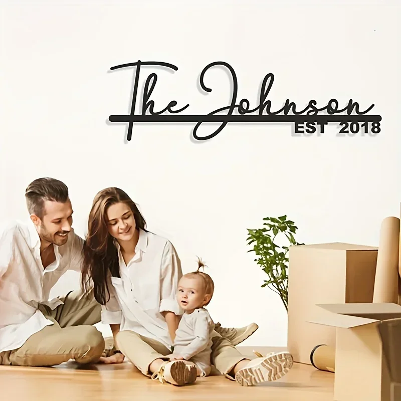 Custom Metal Surname Sign “The Johnson EST 2018” – Personalized Wall Art to Elevate Your Home, from Bedroom to Dining Room