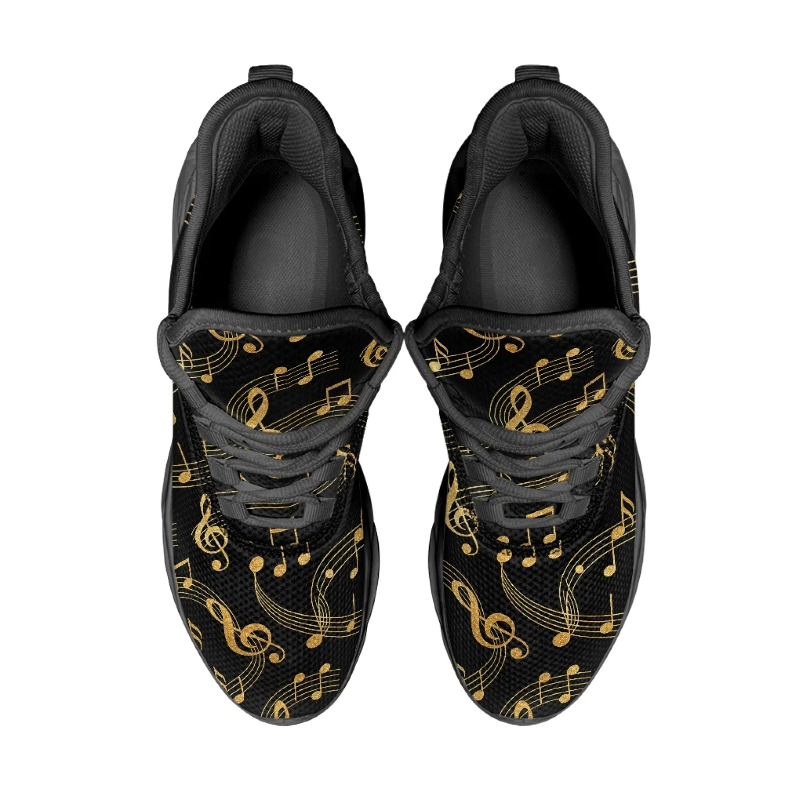 PENSTROLL Gold Musical Notes Durable Fashion Sneakers Running Shoes for Sports Lightweight Athletic Trainer
