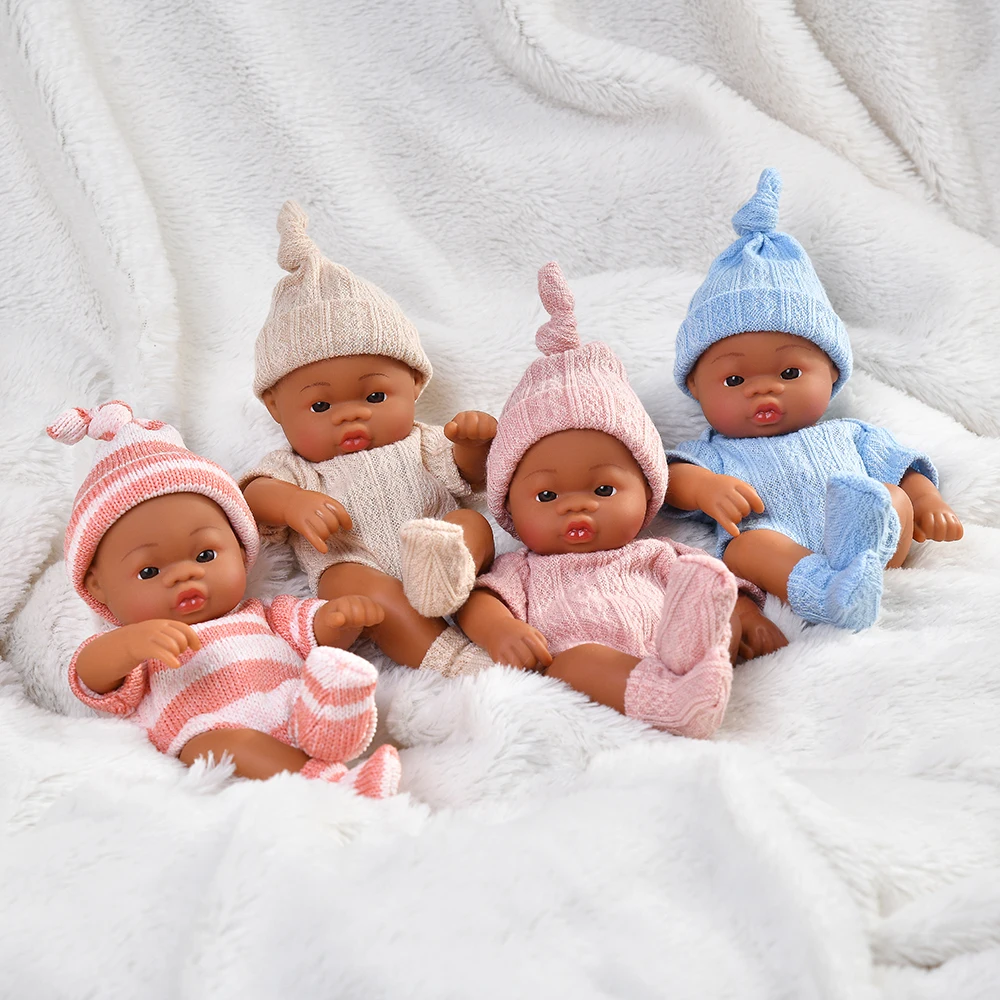 

Коричневые куклы реборн 20 см, мини-мягкая и виниловая кукла реборн всего тела, 7,87 дюйма, реалистичная кукла для новорожденных, игрушки Bebe на день рождения