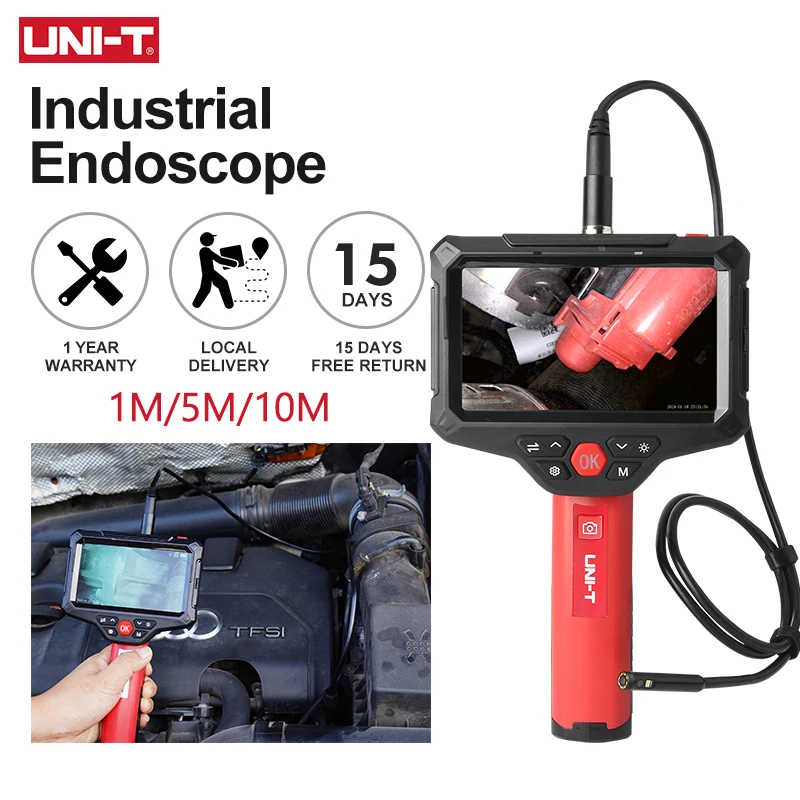 

UNI-T UT668 Industrial Endoscope Dual Lens 200W Pixel HD Car Inspection Borescope IP67 Waterproof Sewer Camera With LED