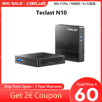 Teclast N10 Mini Pc, Windows 11 Pro, for Intel Celeron N4000, 6Gb Lpddr4+128Gb Rom, M.2 Ssd, Desktop Computer, Vga, Bt4.2, 250g, Support 4K Display
