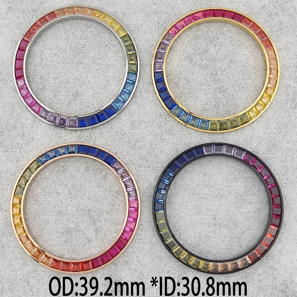 New 39.3 * 30.8mm DTN Tilt With Diamond Metal And Glass Bezel Inserts  high-end VK63 Watch Parts Fit VK63 Case (non luminous)