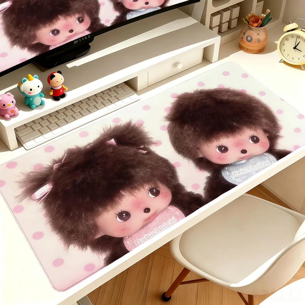 Cute M-Monchhichi-M Mouse Pad Large Non-slip Lockedge Desktop Computer Desk Mat Keyboard Writing MousePad Office Gamer Student