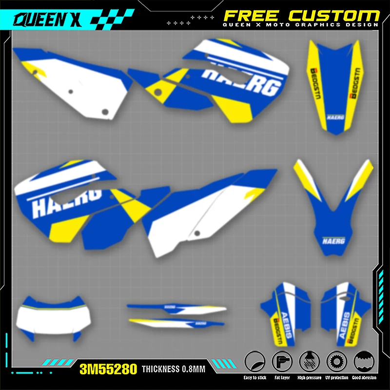 

Queen X MOTOR Custom Team Motorcycle Graphics Background Stickers Kits For Husaberg TE 2011 2012 Vinyl Decals