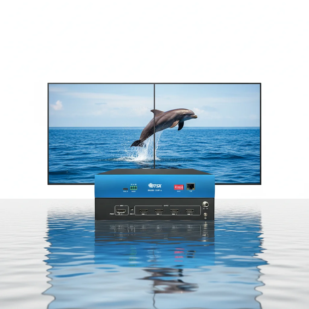 Industrial 8K60 Video Splicing Controller 1 DP2.1 Input 4 HDMI2.0 Output 4K60 Resolution 1*2 1*3 1*4 2*2 Multi-Screen