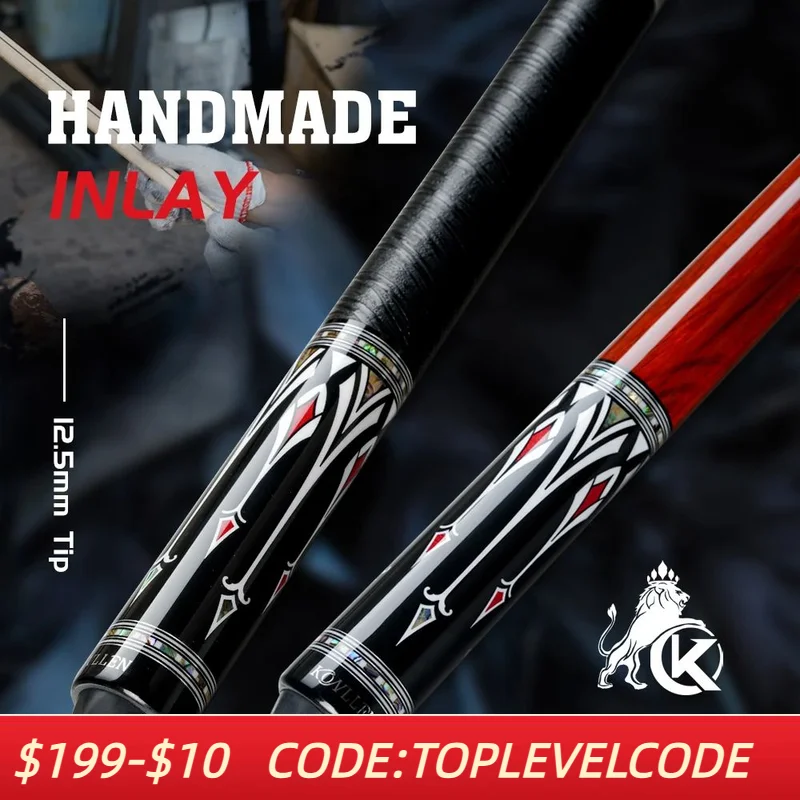 

KONLLEN Carbon Fiber Pool Cue Stick Low Deflection Hand-Made Inlay Billiard Cue Ultra-Smooth Professional Feeling Billiard Cue