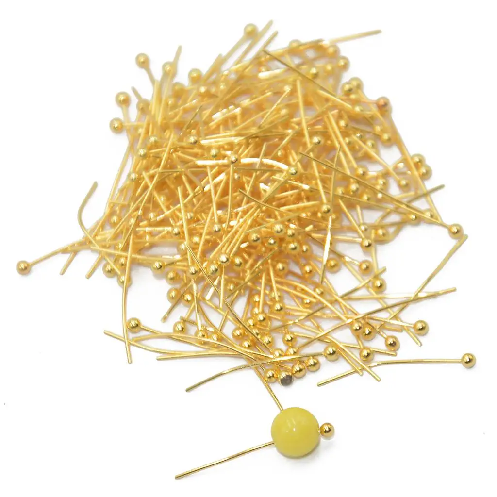 200pcs 20x0.5mm Head Pins Needles Brass for Earring Bracelets Jewelry Findings