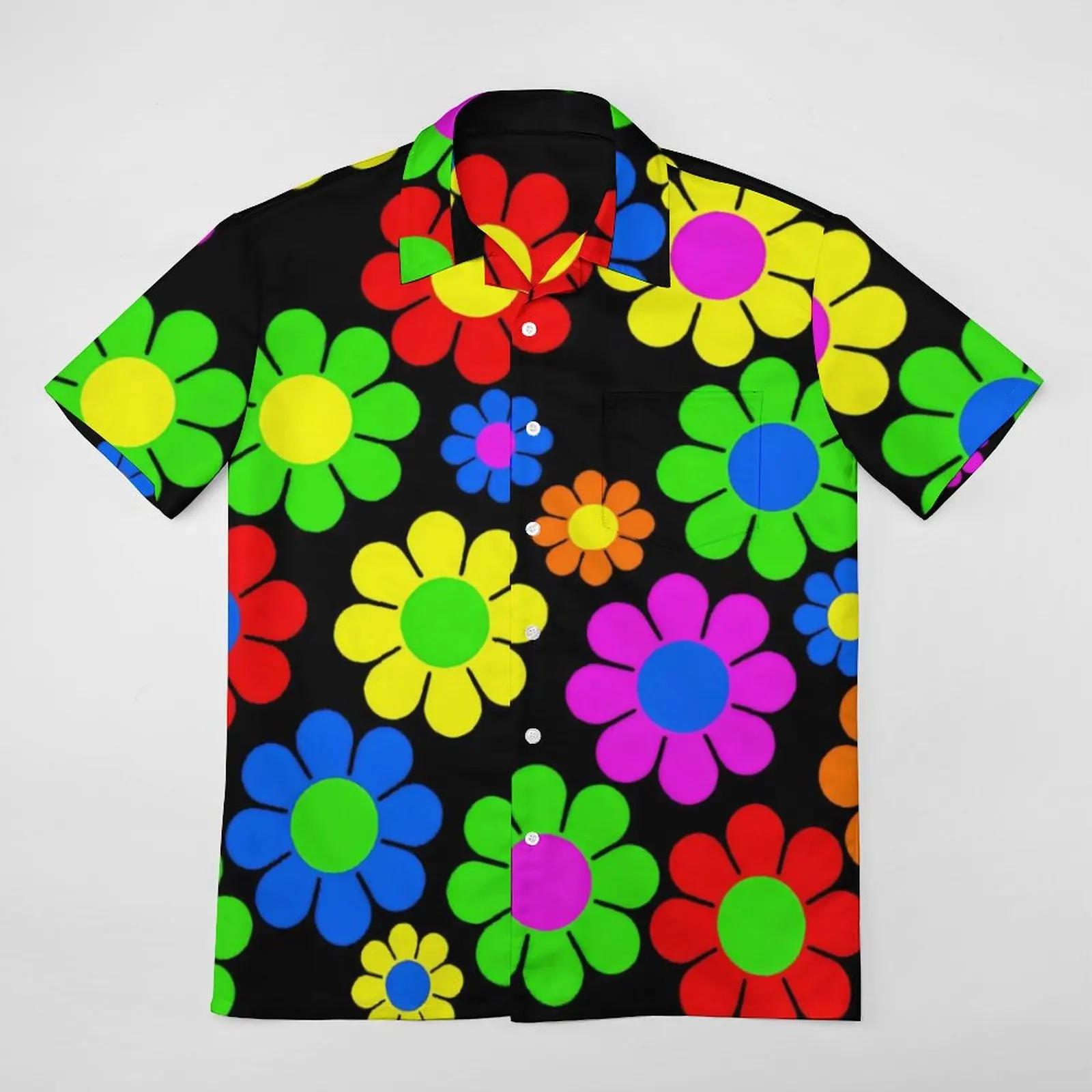 Men's Hawaiian 3D Small Coloured Daisy Print Shirt Holiday Vacation Summer Beach Lapel Collar Short Sleeve Casual Comfort Shirts