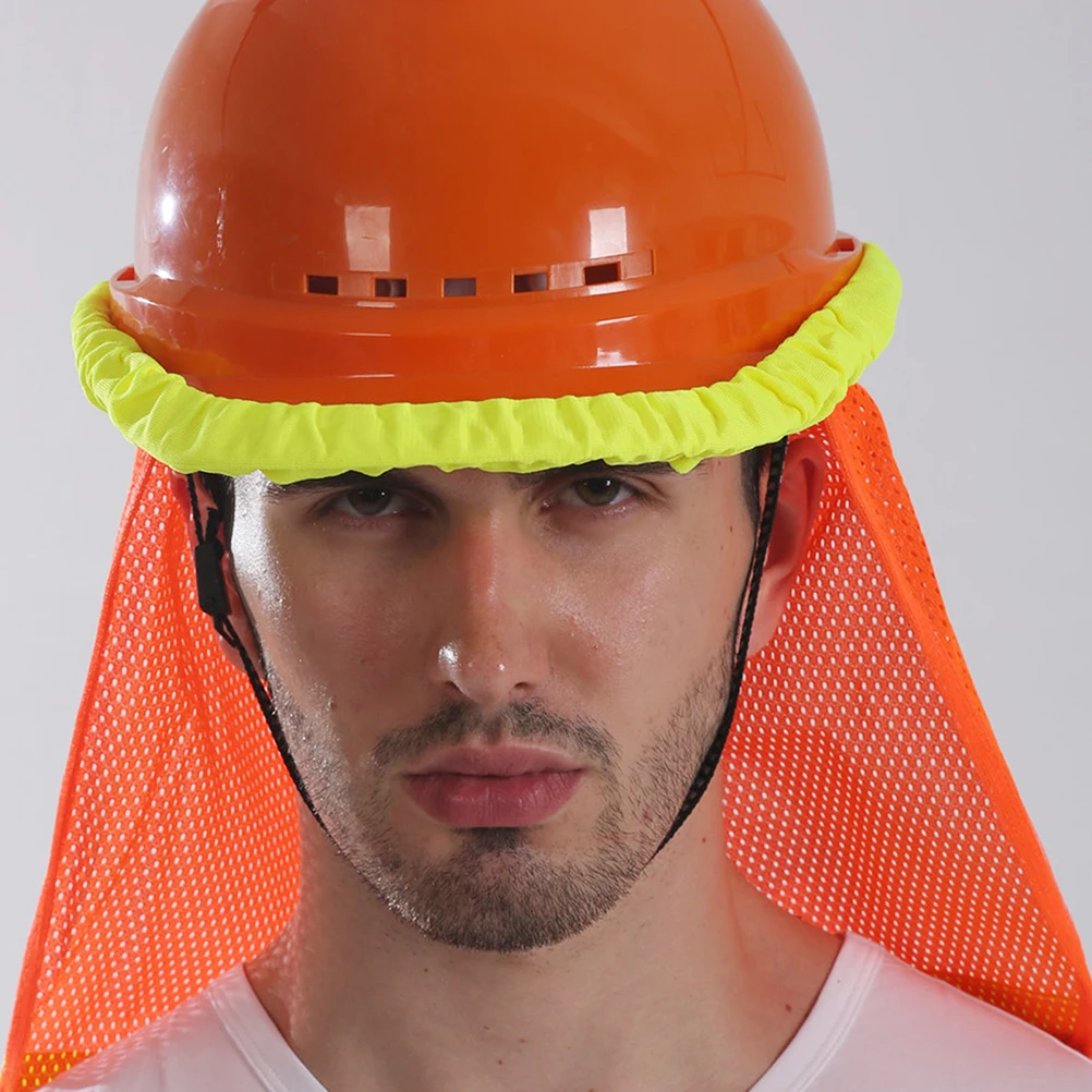 

1pc Reflective Hard Hat Cover Orange Long Mesh Neck Shield Uv Protection Construction Workers Accessory