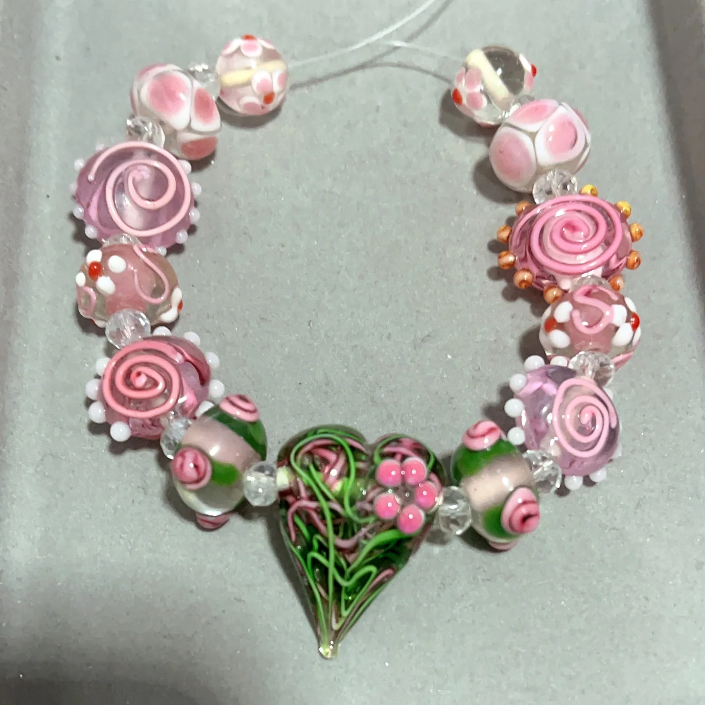 Good Quality Only 1set ! Flower Handmade Romantic Lampwork Glass Loose Beads For Charm DIY Bracelets Jewelry Making Accessories!