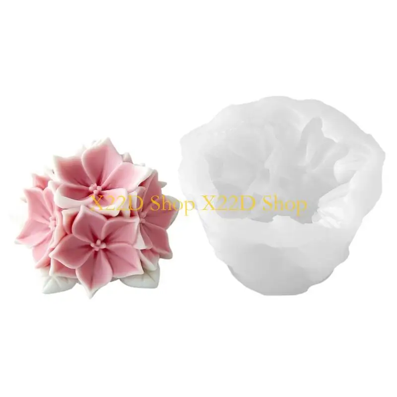 X22D Elegant Hydrangea Pattern Silicone Mould For Home Soaps And Confectionery Simple Demolding And Dishwasher Safe
