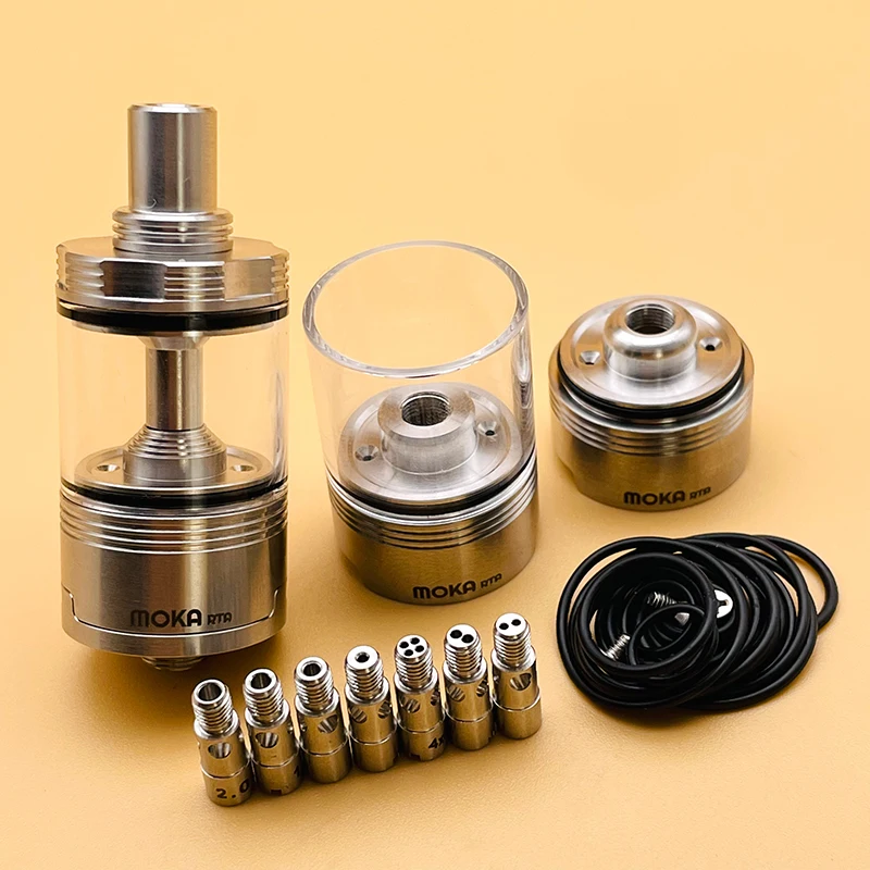 DSX Moka RTA Atomizer 22mm 4.5ml 316ss Single Coil Rebuildable Tank Bottom Airflow 3 Chambers Interchangeable And 7 Airpins