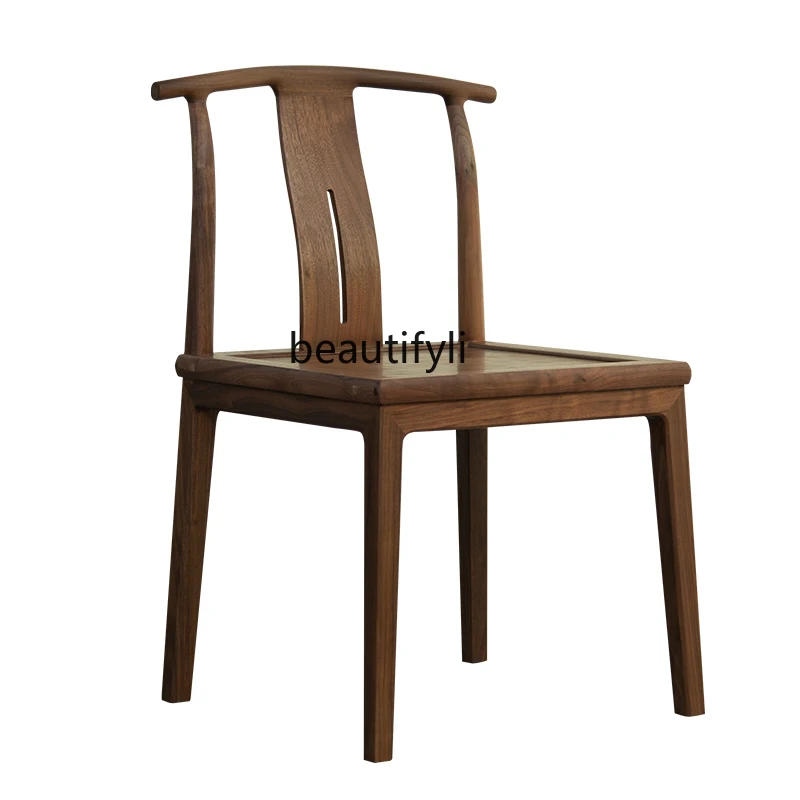 

3New Chinese Style Balcony Small Tea Chair Black Walnut Master Solid Wood Ox Horn Chair Cosmetic Chair Home furniture
