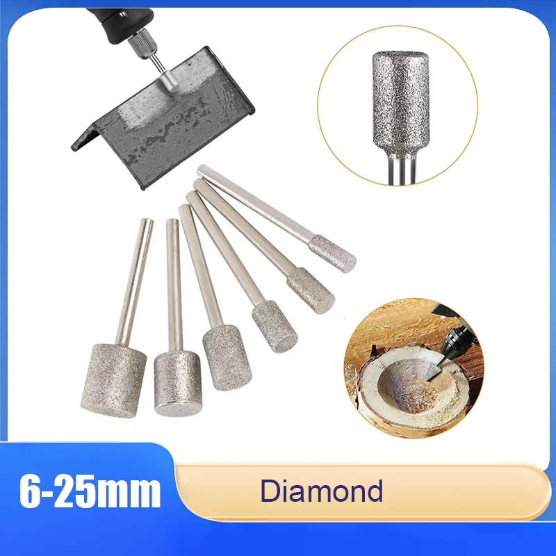 

1Pcs Diamond Grinding Head Cylinder Coarse Fine Carving Burr for Dremel Rotary Tool Dia 6mm 8mm 10mm 12mm 14mm 15mm 18mm - 25mm