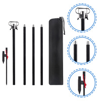 1 Set Foldable Camping Lamp Rack Premium Aluminum Alloy Double Hooks Outdoor Light Stand Portable Lantern Bracket For Camping