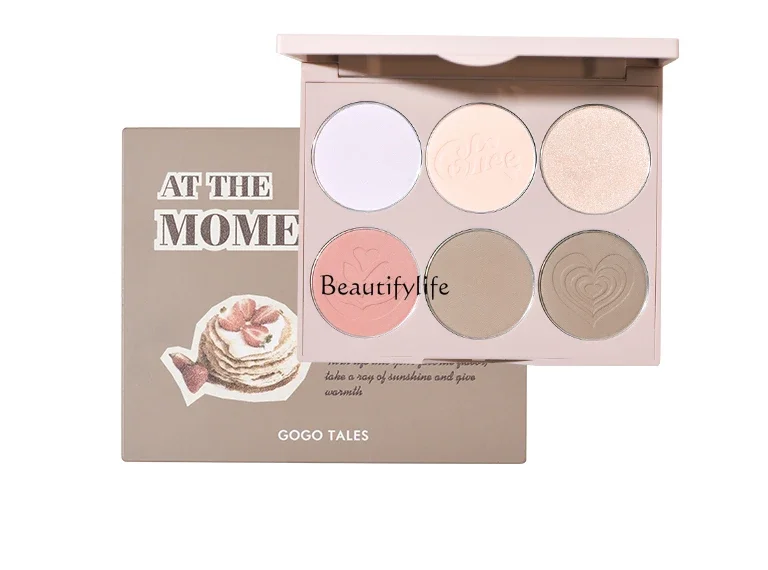 Six-Color Contour Compact Matte Highlight Shadow Blush Makeup Palette Facial Brightening Nose Shadow