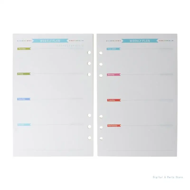 M17F 6-hole Loose-leaf Inserts Notebook Refill Papers for A5 Loose-leaf Panner Binder Journal 40 Sheets