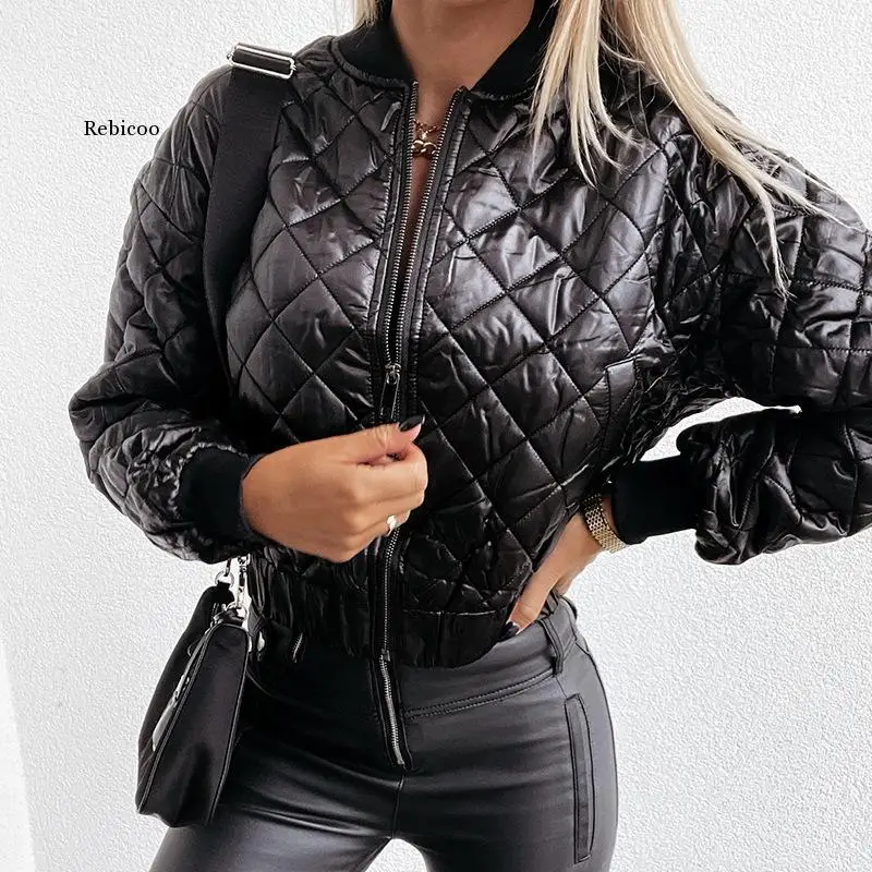 New European ladies Women Faux Soft Leather baseball Jacket Autumn Winter PU Zippers Motorcycle Outerwear brief paragraph coat