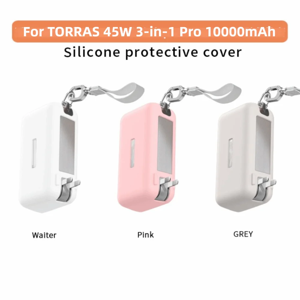 Silicone Portable Charger Protective Case Anti Drop Soft Carrying Organizer Bag Shockproof for TORRAS 45W 3‑in‑1 Pro 10000mAh