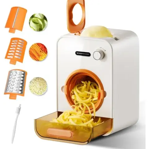 Electric Cheese Grater with 3 Blades for Carrot Potato Cabbage Salad Cheese Slicer Shredder 4 Large Feed Tube Built-in Blade St