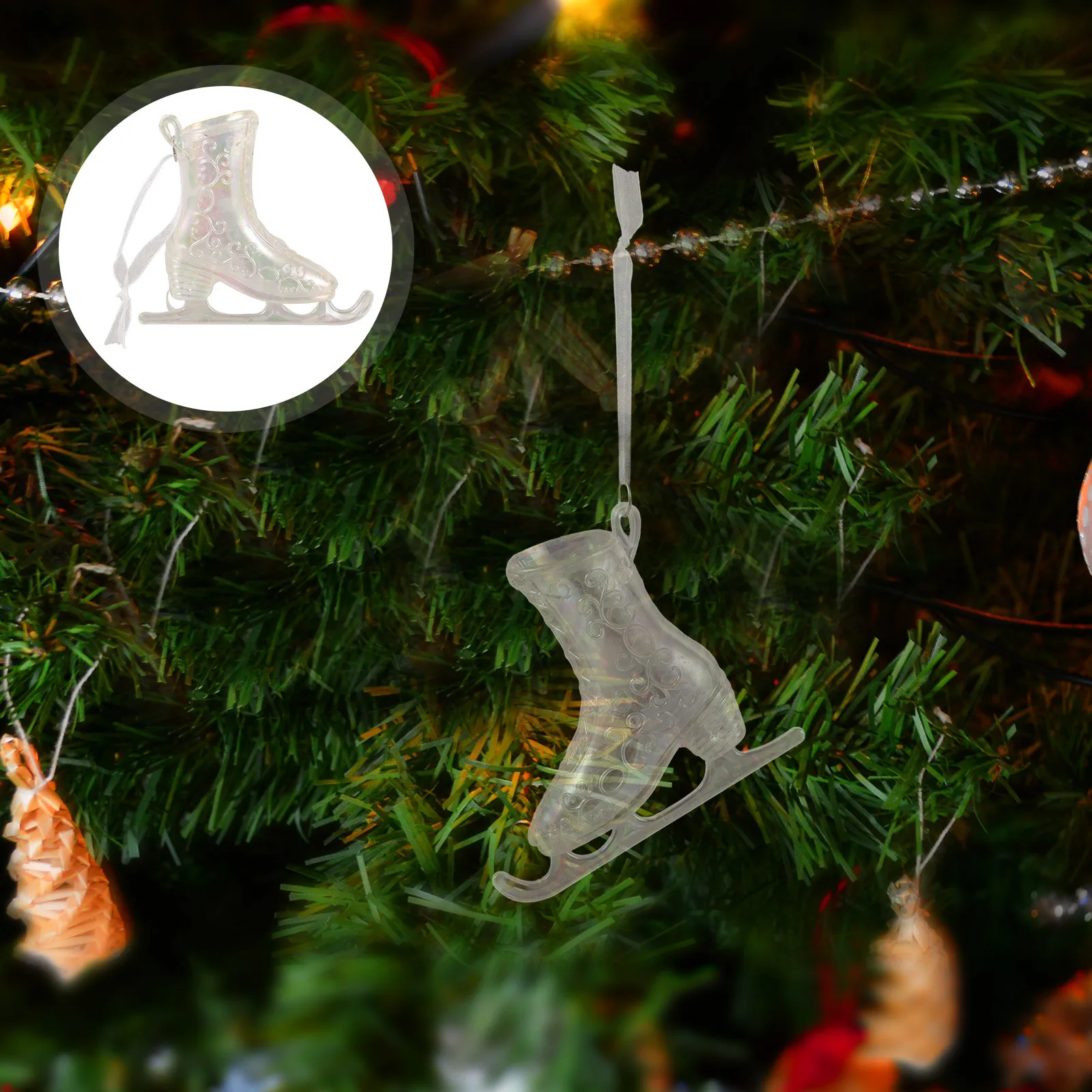 

Christmas Hanging Ornament Acrylic Ice Skates Transparent Ice Crystal Shoe Pendant Xmas Tree Hanging Decoration