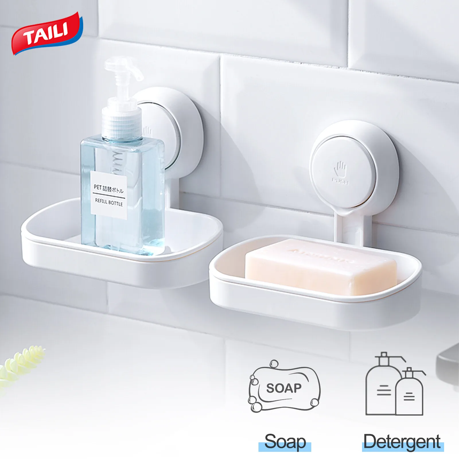 

TAILI Shower Soap Holder Suction Cup Soap Dish for Shower Wall Mounted Bar Soap Holder Self Draining Soap Saver for Bathroom