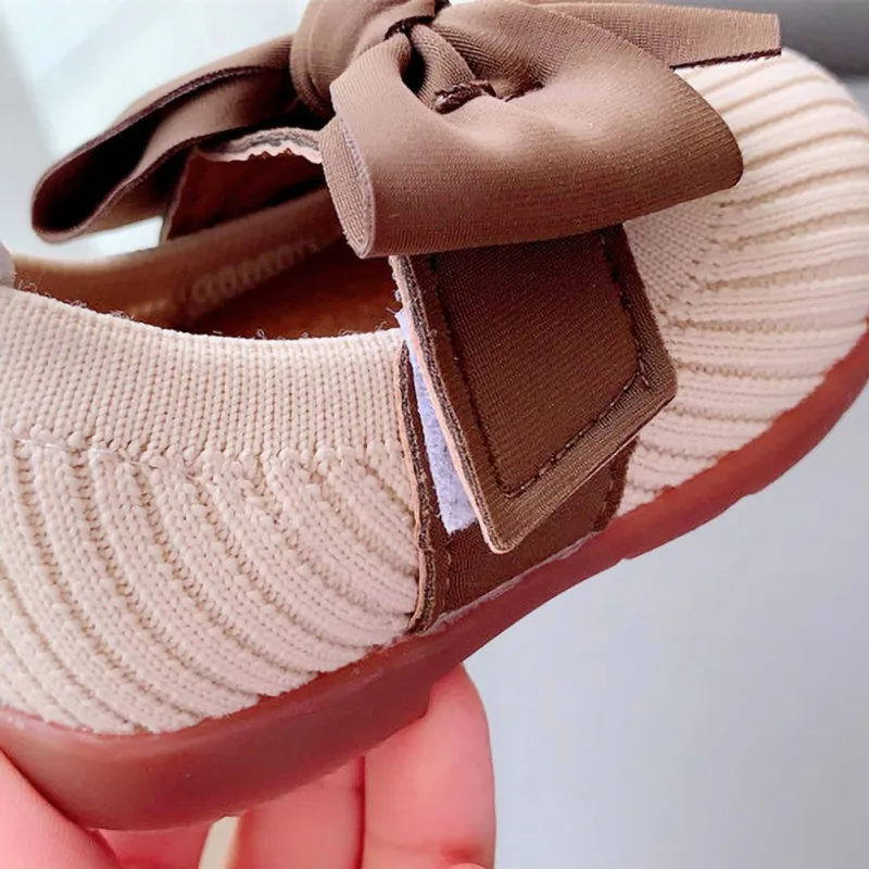 Autumn Children Girls Princess Shoes Infants Fashion Bow Soft Sole Breathable Solid First Walkers Newborn Kids Cotton Shoes