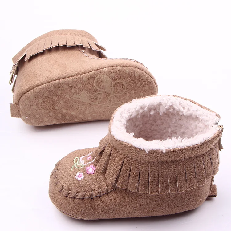 Wholesale new autumn and winter models fringed velvet soft-soled baby warm toddler shoes and boots 1715