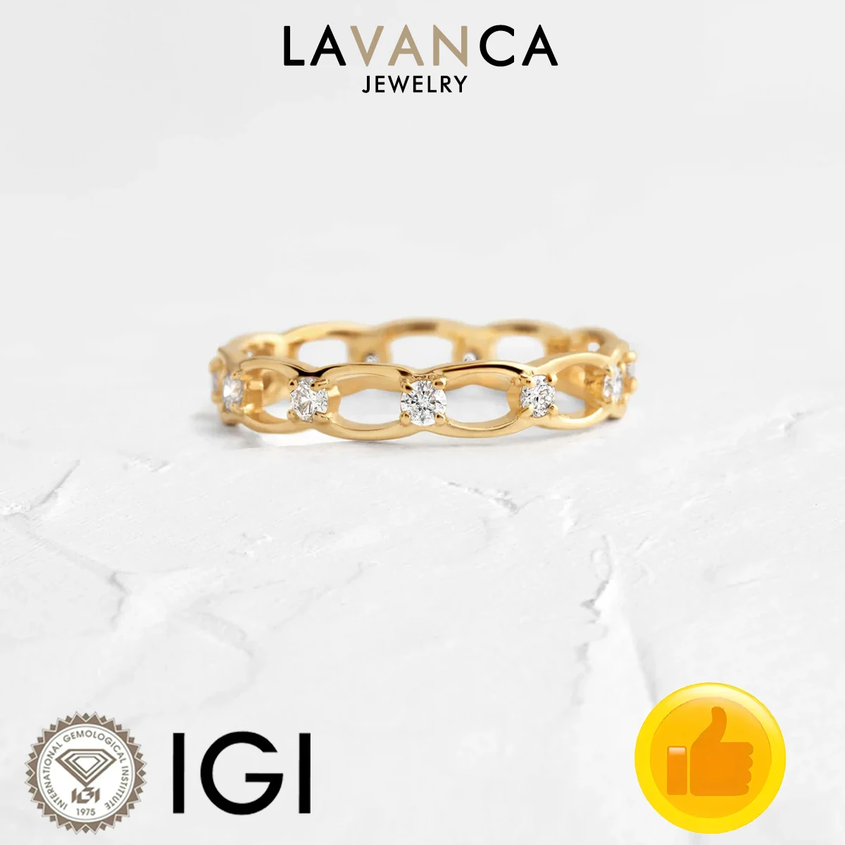 9K/14K/18K Yellow Gold Lab Created Diamond Ring VS/VVS Brilliant Round Cut lab diamond Openwork Ring Fine Jewelry For Stacking