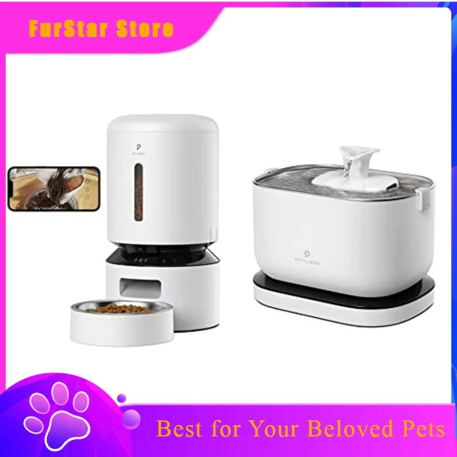 FurStar5G WiFi Cat Feeder With Camera For Home Use ABS Plastic White Smart Alerts Battery-Operated Convenience