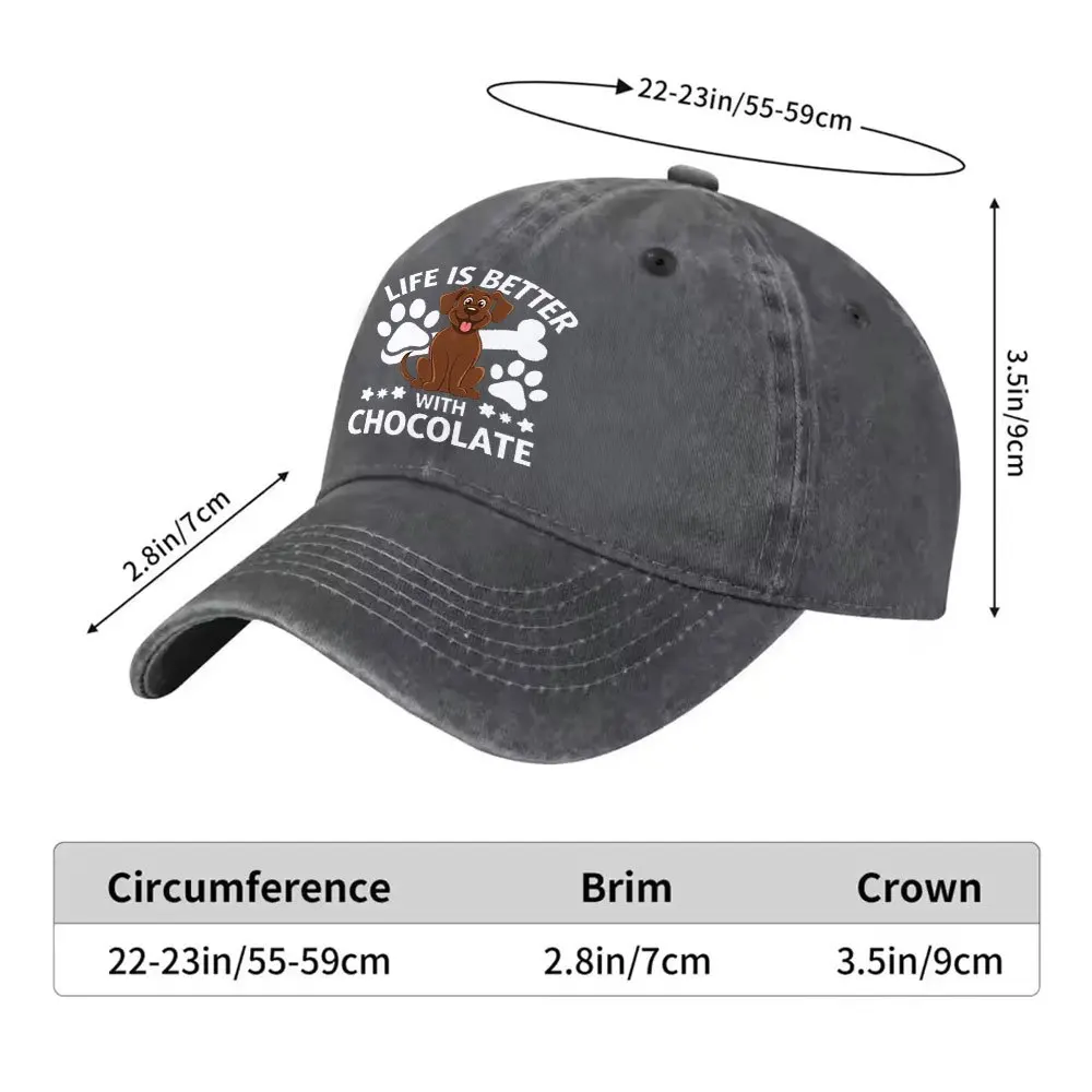 Chocolate Labrador Print Distressed Cotton Baseball Cap Unisex All-Season Outdoor Casual Hat for Hiking Camping