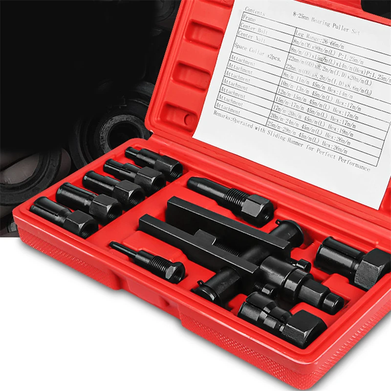 10pcs Practical Bearing Puller Motorcycle Bearing Removal Tool Puller with Box Motorcycle Internal Bearing Puller Kits