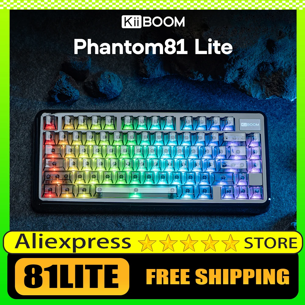 

Беспроводная механическая клавиатура KiiBOOM Phantom 81lite, Bluetooth, трехрежимная RGB, горячая замена, эргономичная клавиатура, аксессуары для ПК, подарки