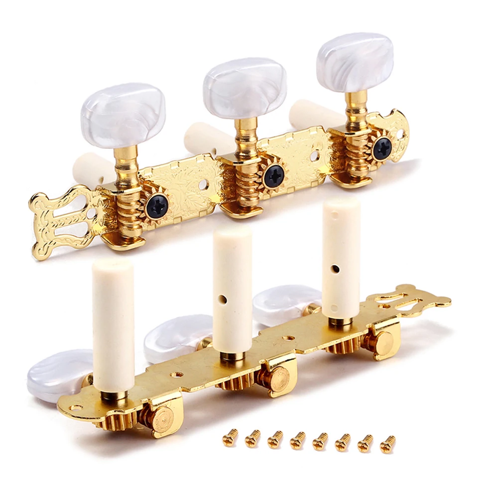 

1 Pair Classical Guitar Tuning Pegs 3L3R Machine Keys Gold 2 Pack Guitar Accessories Left Right Tuners Part with 8 Screws