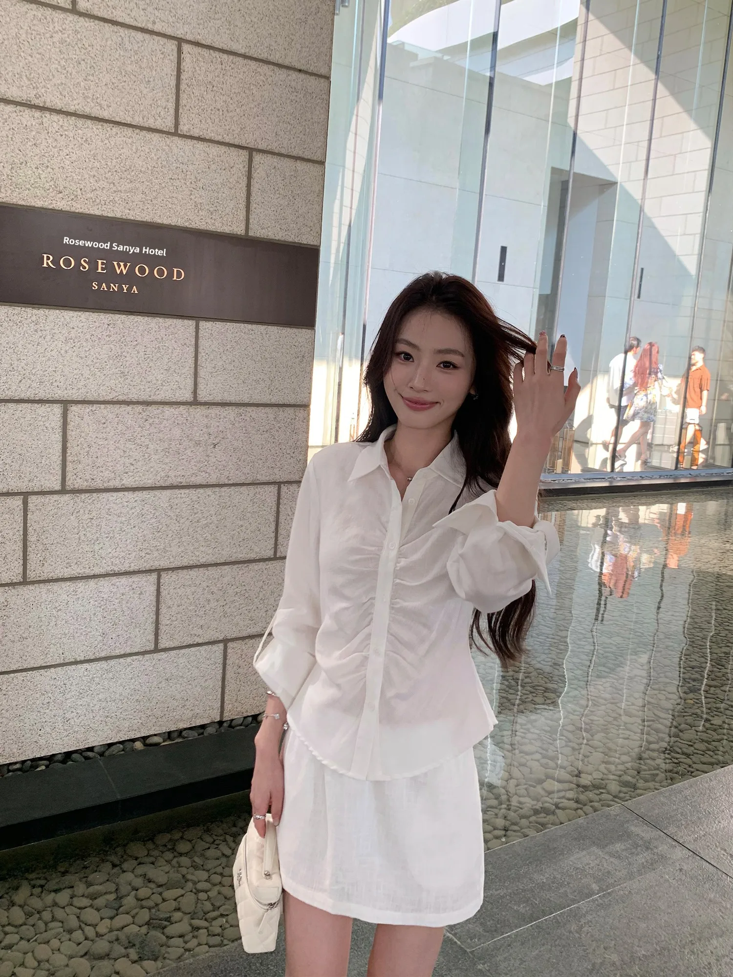 

Pusumede Lcelle irt Women's Ele Commuting Gored Waist Linen irt Long Sve Casual Sle Breathable Comfortable