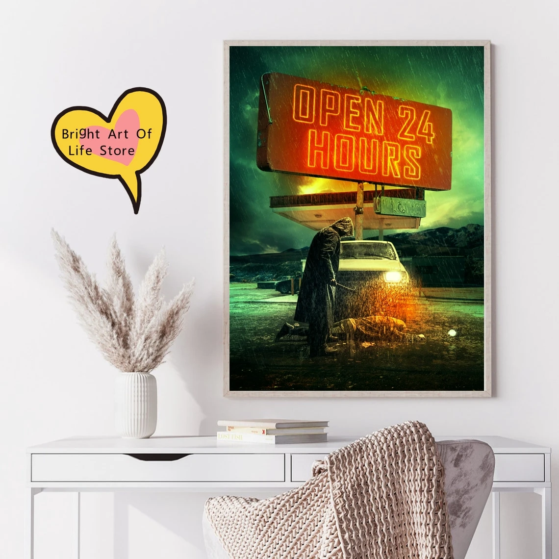 

Open 24 Hours (2018) Movie Poster Cover Photo Print Canvas Wall Art Home Decor (Unframed)