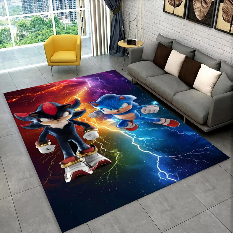 Classic S-Sonic Cartoon Game Carpet Rug for Playroom Bedroom Living Room Sofa Home Decor,kid Area Rug Non-slip Floor Mat Gift
