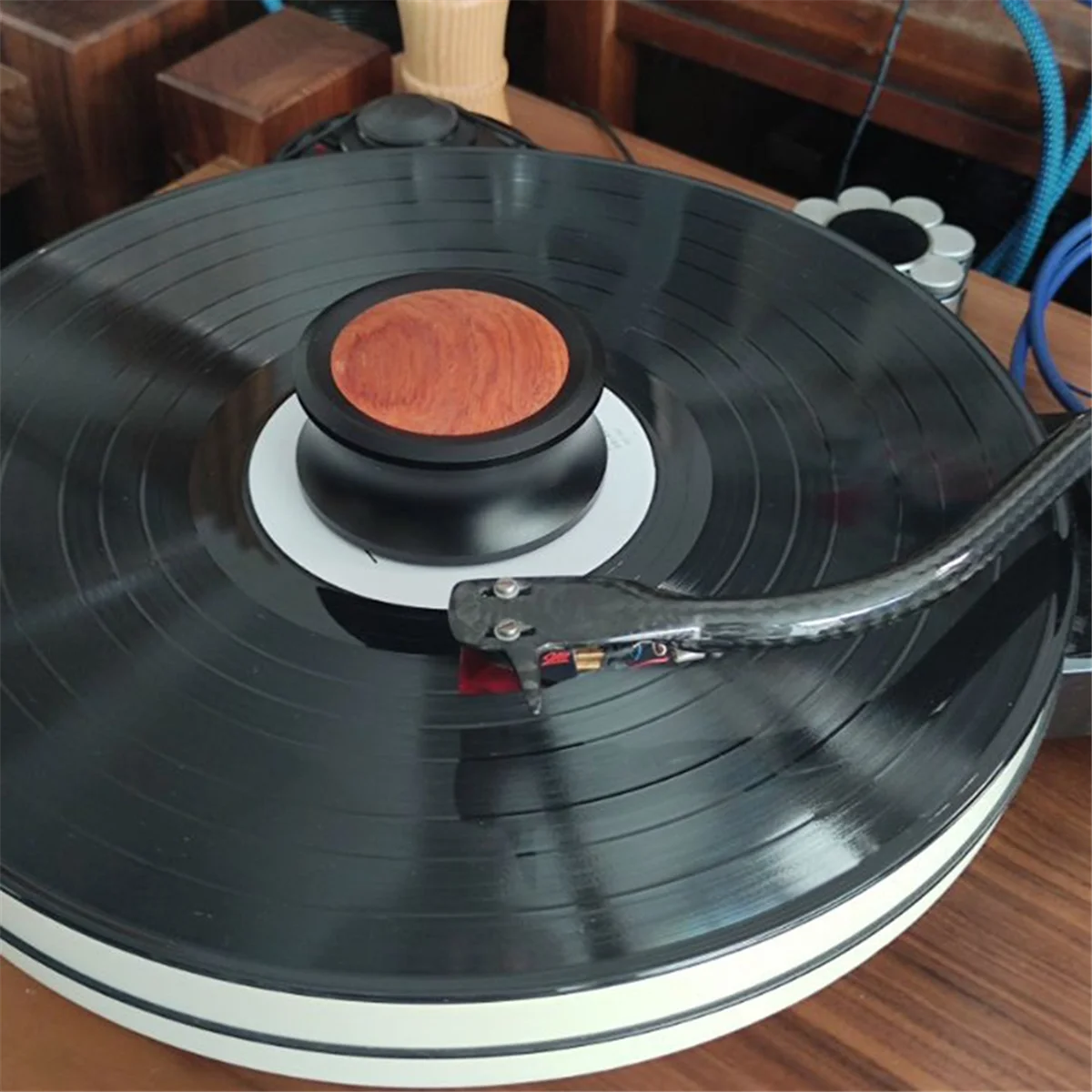 Premium 76mm Diameter LP Vinyl Turntables Aluminium Wood Record Weight Disc Stabilizer LP Vinyl Turntables