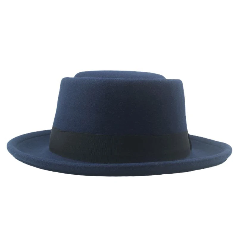 New Winter Gentleman Bowler Hats Autumn Flat Top Hat Retro Men Fedoras Wide Brim Jazz Cap Man Elegant Round Hat Outdoor Sun Hats