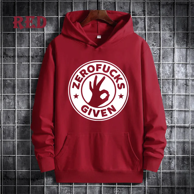 Felpa con cappuccio casual da donna autunno e inverno ZEROFUCKS GIVEN Felpa con cappuccio a maniche lunghe stampata Top Pullover